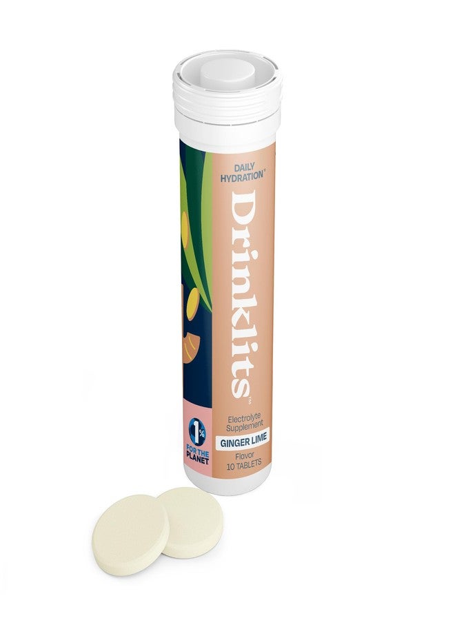 Drinklits Ginger Lime Electrolyte Tablets for Hydration | Great Taste - 0g Sugar - Essential Electrolytes - Daily Use | Single Tube (10 Tablets/Servings) - Image 1